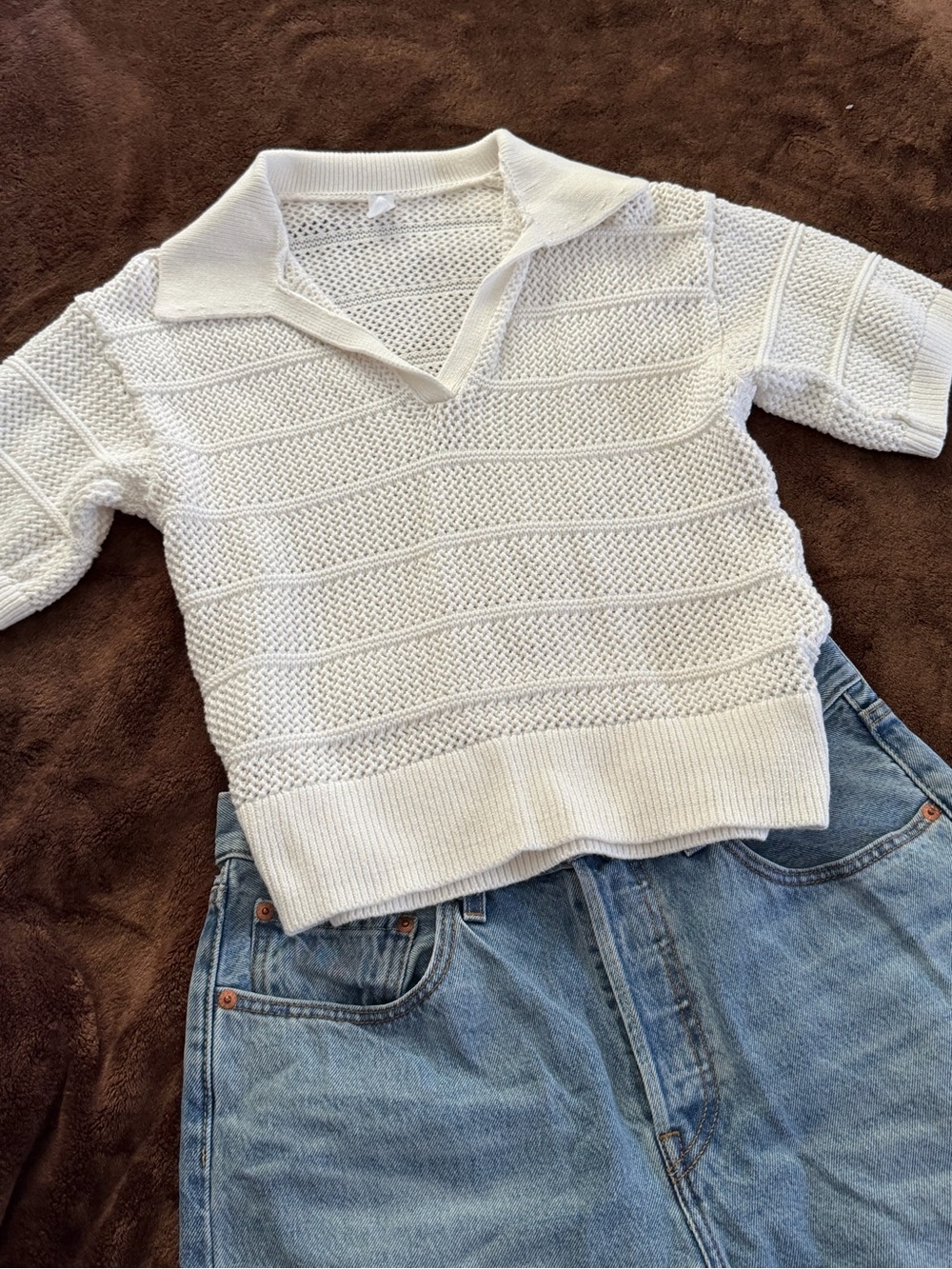 White Collared knit top